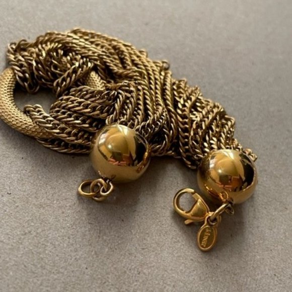 Monet Electroplated Gilded Gold Multi Chain Circle 7" Bracelet 1960's - Picture 8 of 9